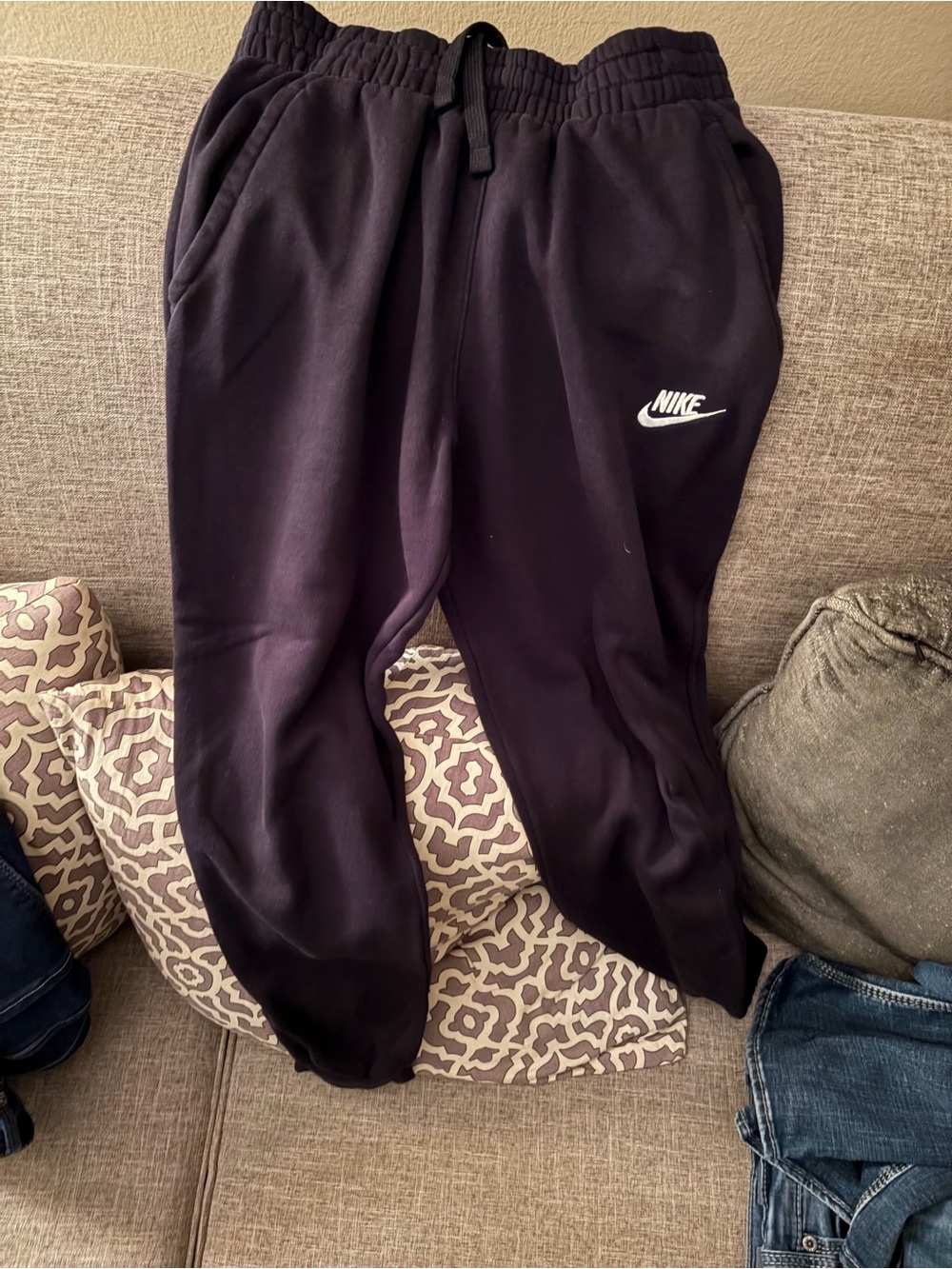 Nike Black Fleece Joggers with White Logo